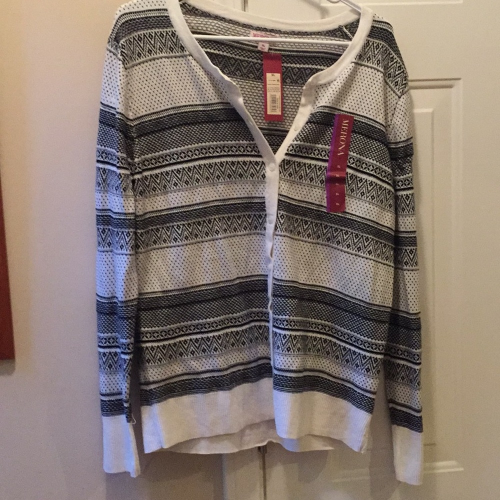 NWT Merona black and cream cardigan, size XL